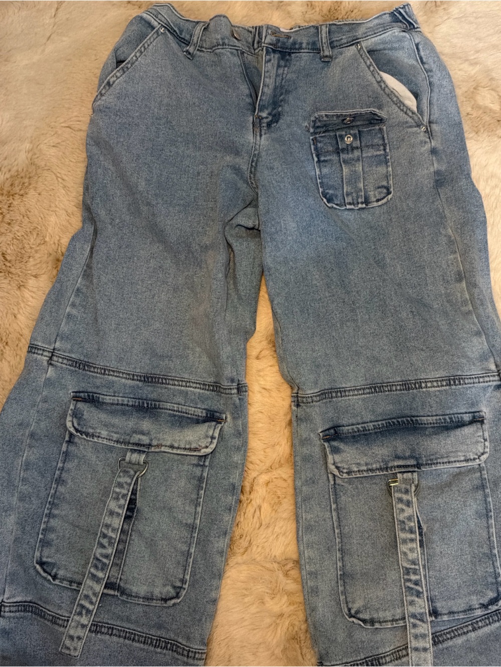 Forever 21 Light Blue Denim Cargo Jeans